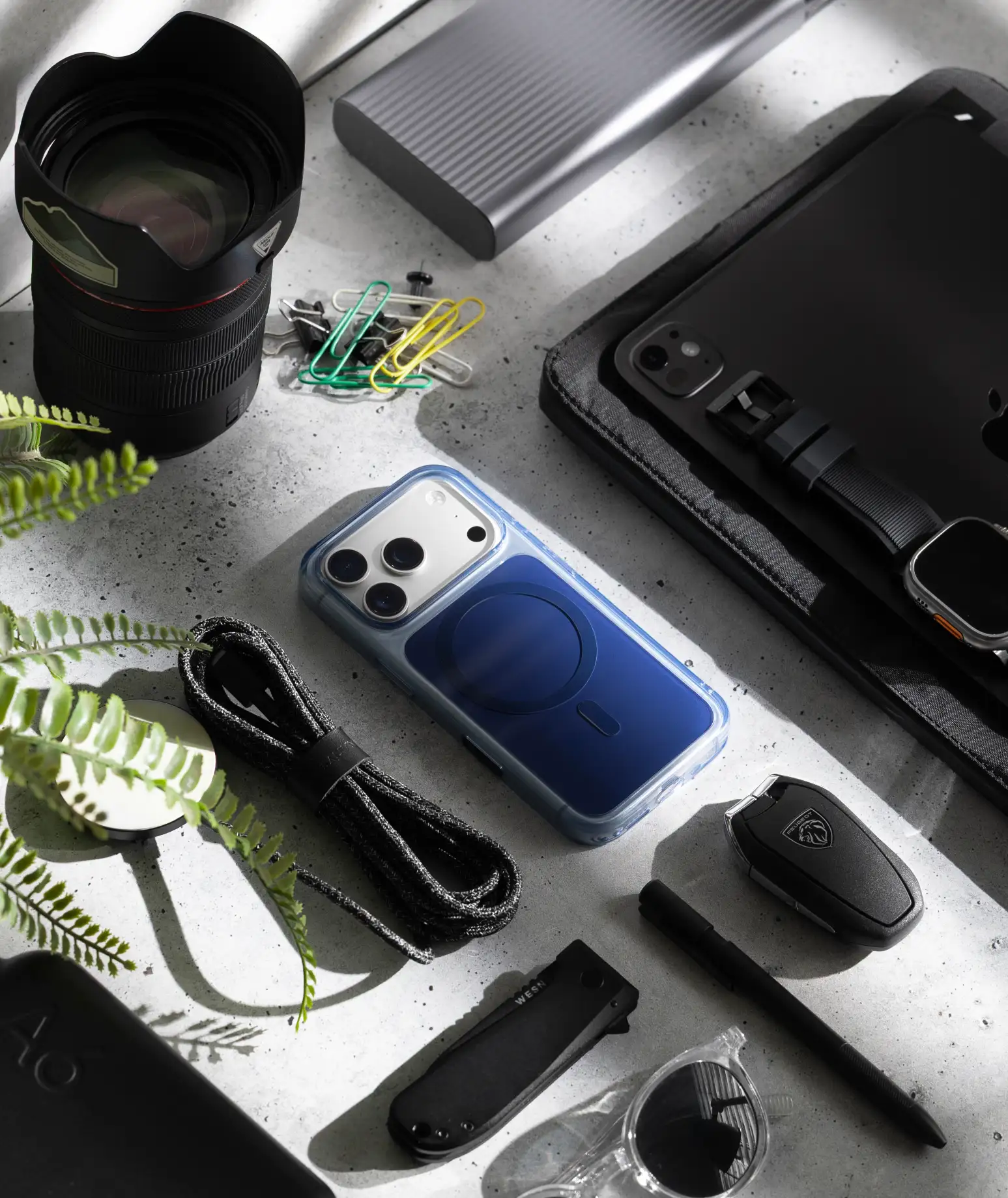 Blue case tech spread